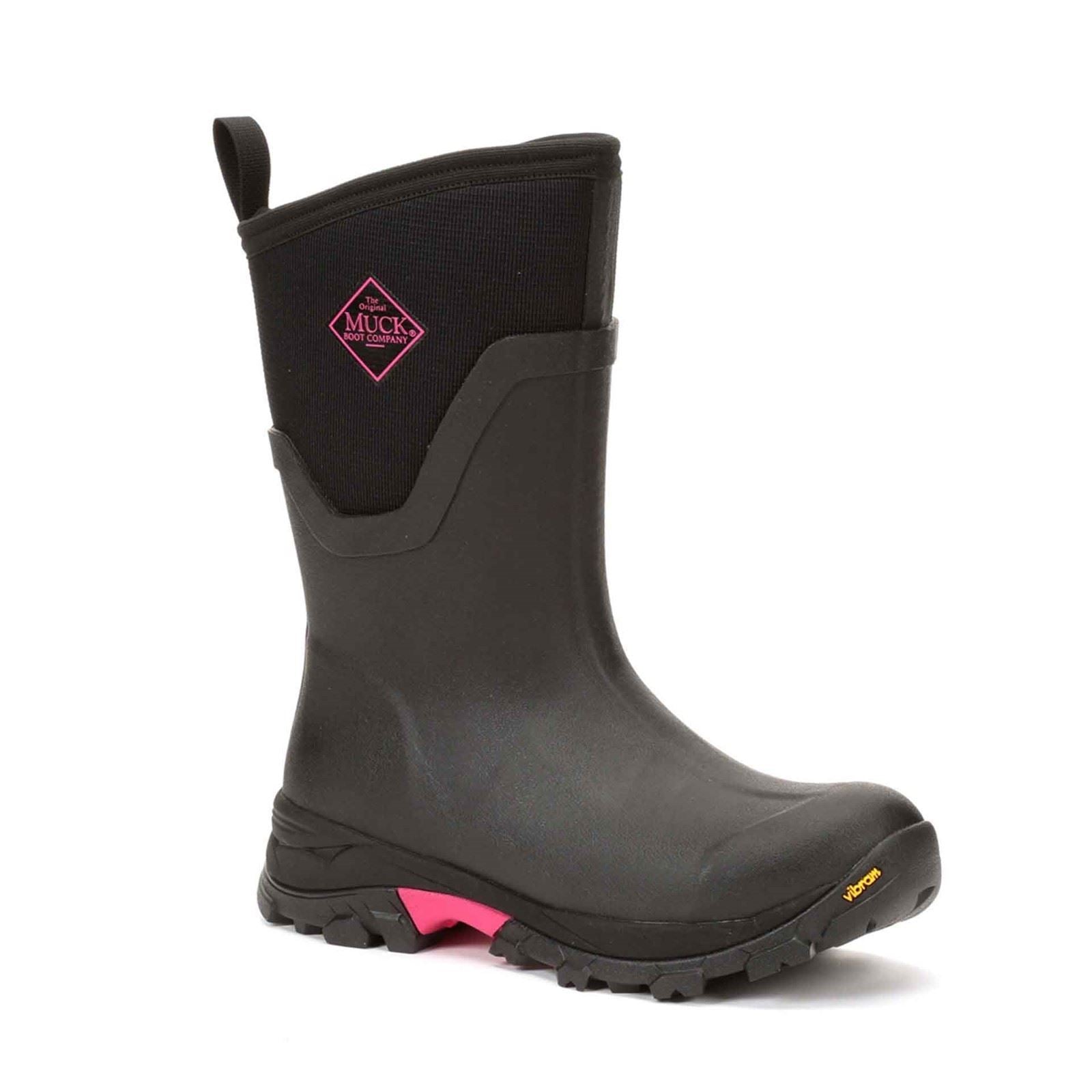 Muck Boots Women's Arctic Ice Mid Wellingtons in Black/Hot Pink