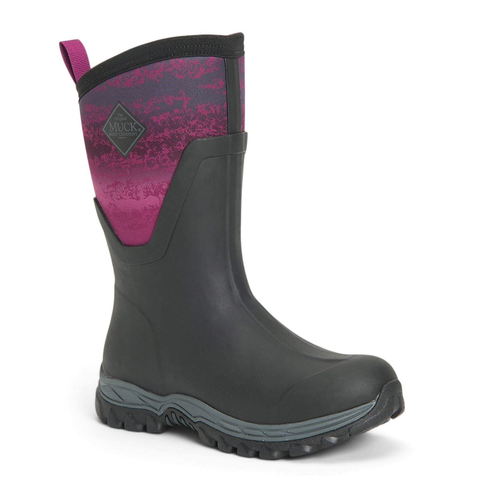Muck Boots Women's Arctic Sport Mid Wellington Boots in Black/Magenta
