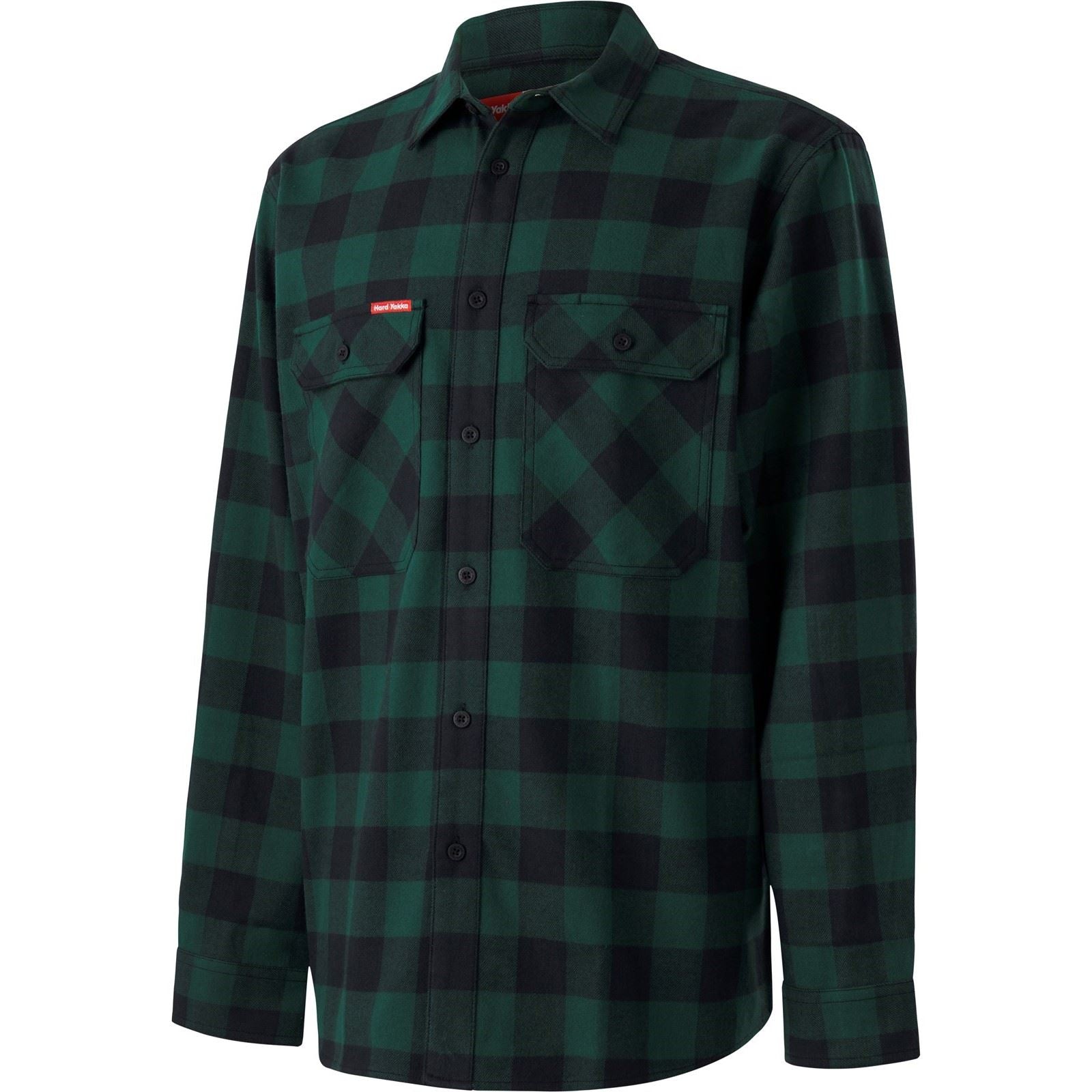 Hard Yakka Men's Long Sleeve Check Flannel Shirt in Green