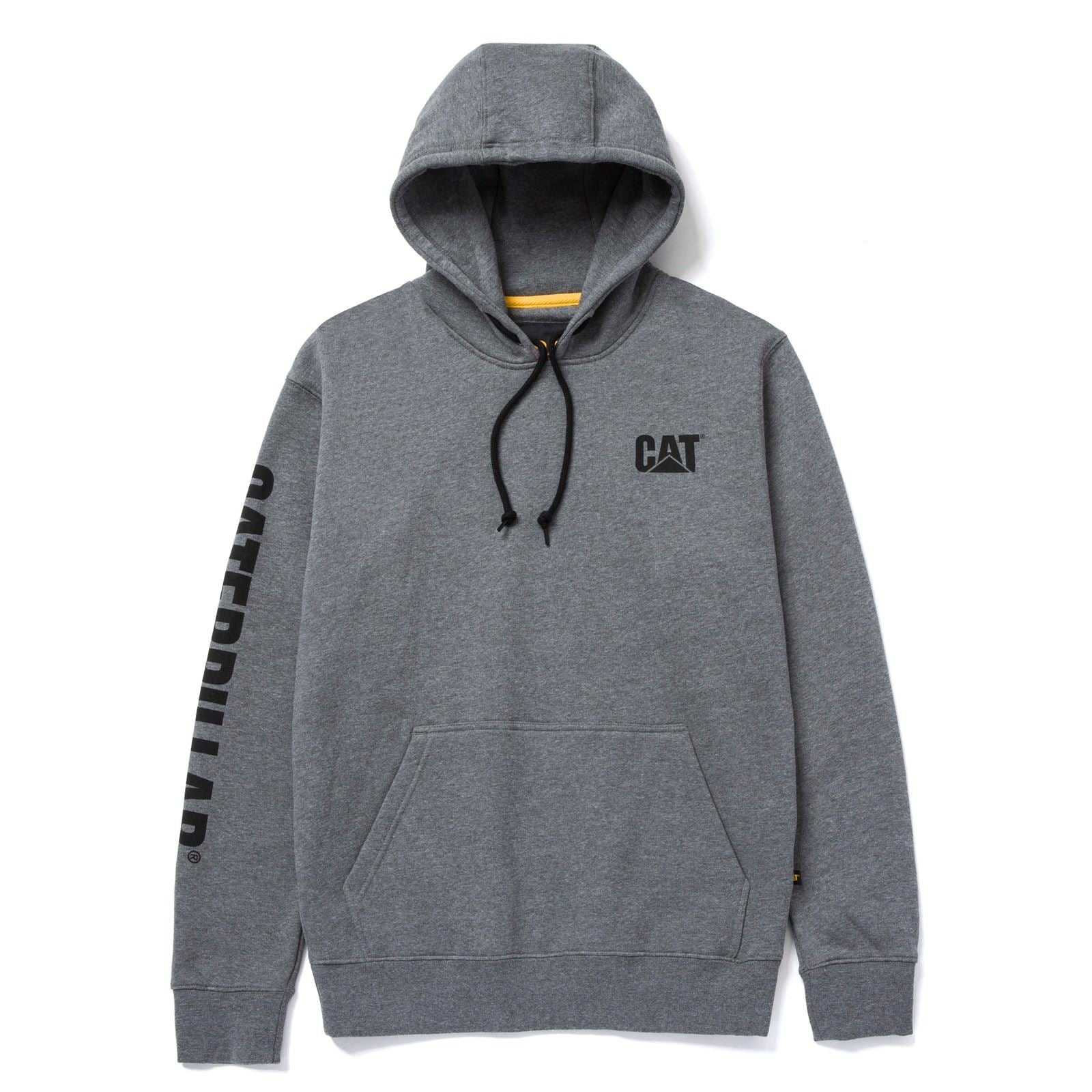 Caterpillar Men's Trademark Banner Hooded Sweatshirt in Dark Grey